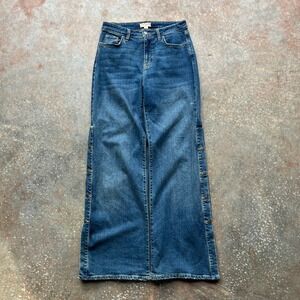 Nili Lotan Womens Side Button Wide Leg Jeans Medium Wash High Rise Blue Size 6